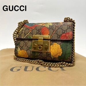Gucci Floral Print Women's Bag - Brown and Gold